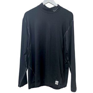 NIKE PRO Combat Mens Top XL Black Dri-Fit Mock Neck Pullover Fitted Warm
